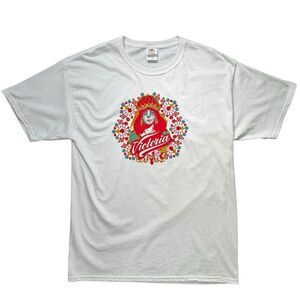 Fruit of the Loom Victoria White Graphic‎ Shirt Cotton Short Sleeve Men’s L
